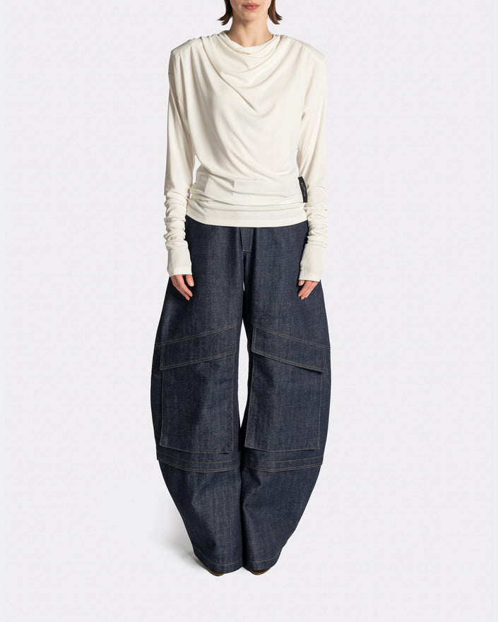 DRAPPED LS T SHIRT WHITE