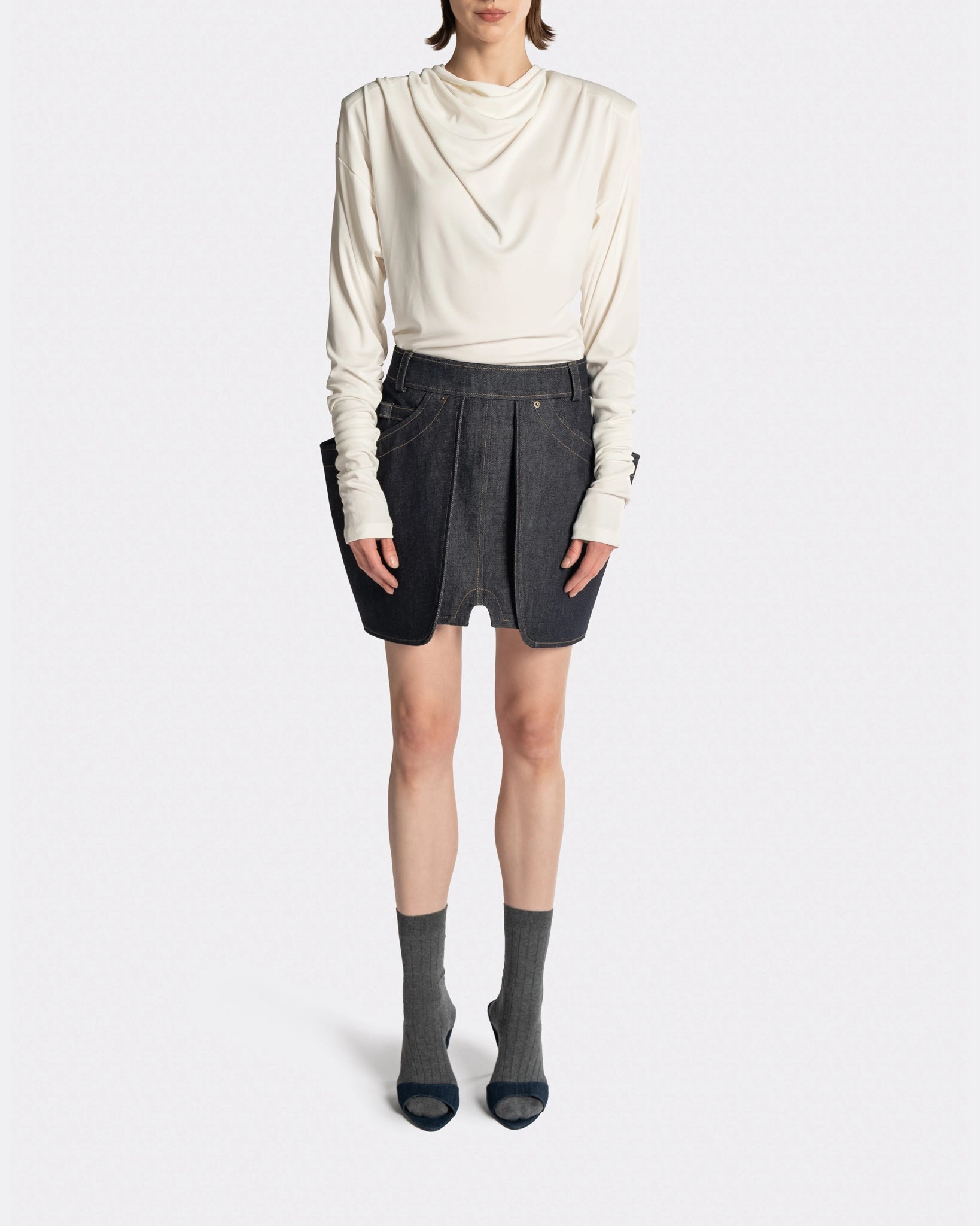 DRAPPED LS T SHIRT WHITE