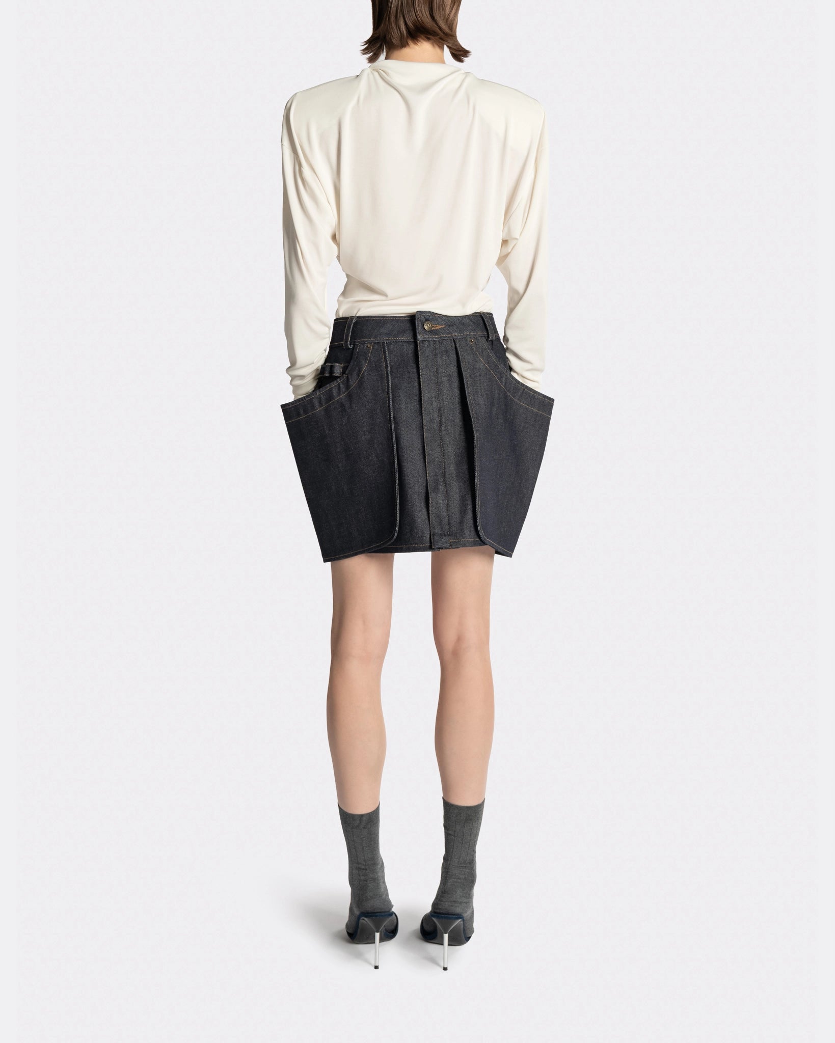 DRAPPED LS T SHIRT WHITE