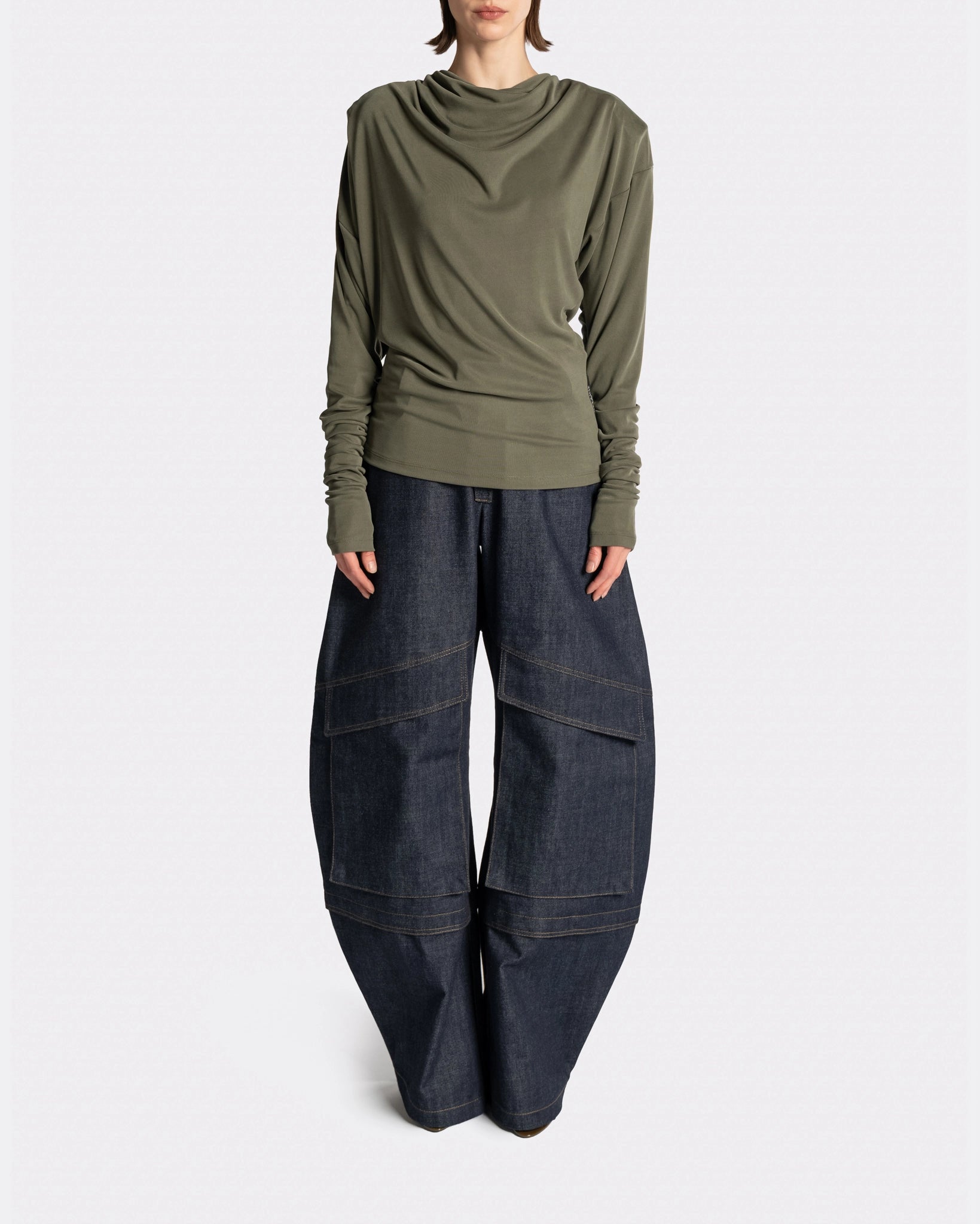 DRAPPED LS T SHIRT GREEN