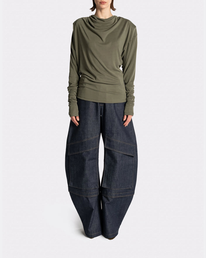 DRAPPED LS T SHIRT GREEN