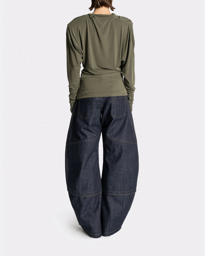 DRAPPED LS T SHIRT GREEN