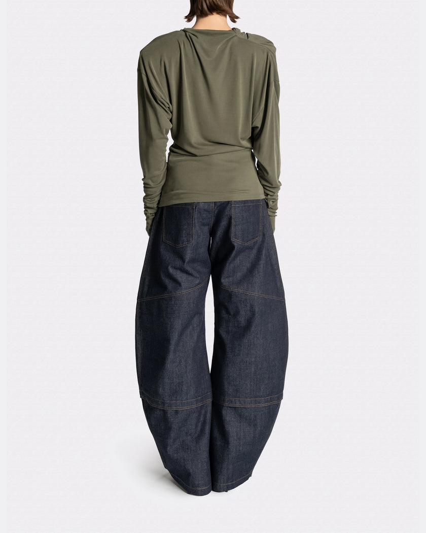 DRAPPED LS T SHIRT GREEN