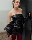 LABEL DRESS PU BLACK